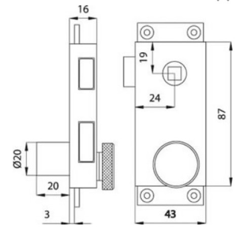 SERRATURA OTTONE CROMATO DX 5050030D